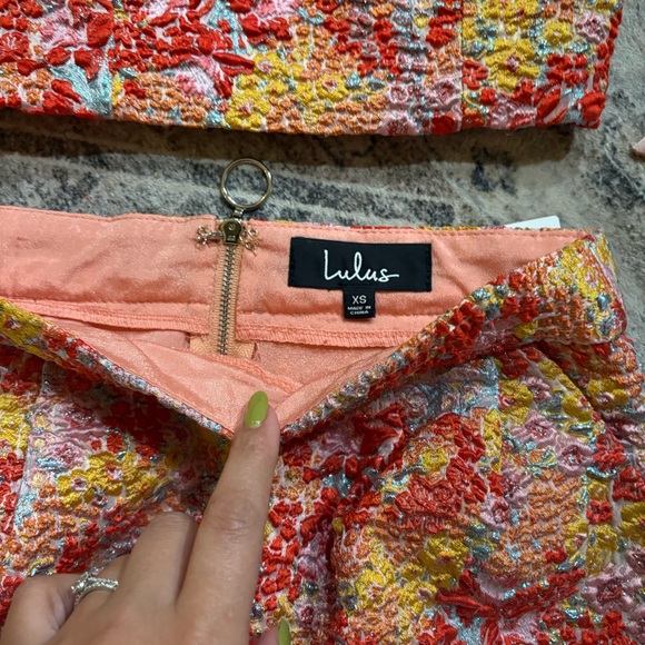 LULUS Ellarina Pink Multi Metallic Tie-Strap Two-Piece Midi Dress XS - Picture 10 of 11